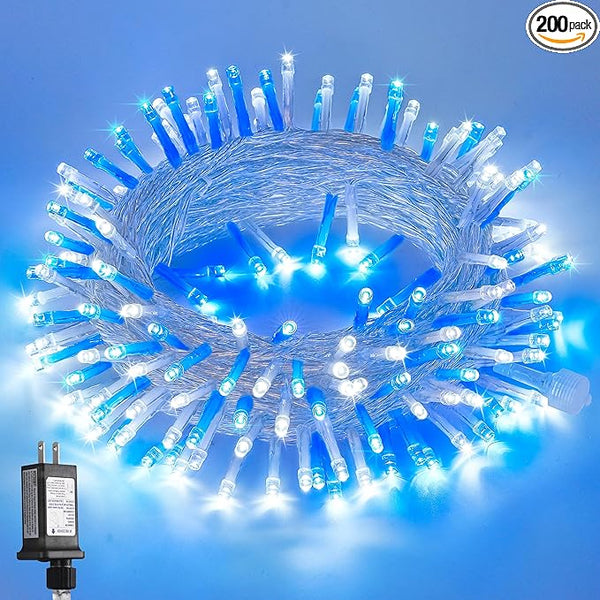 JMEXSUSS Blue and White String Lights Outdoor Indoor, 200 LED Christmas String Lights Clear Wire, 66ft Christmas | Lumora
