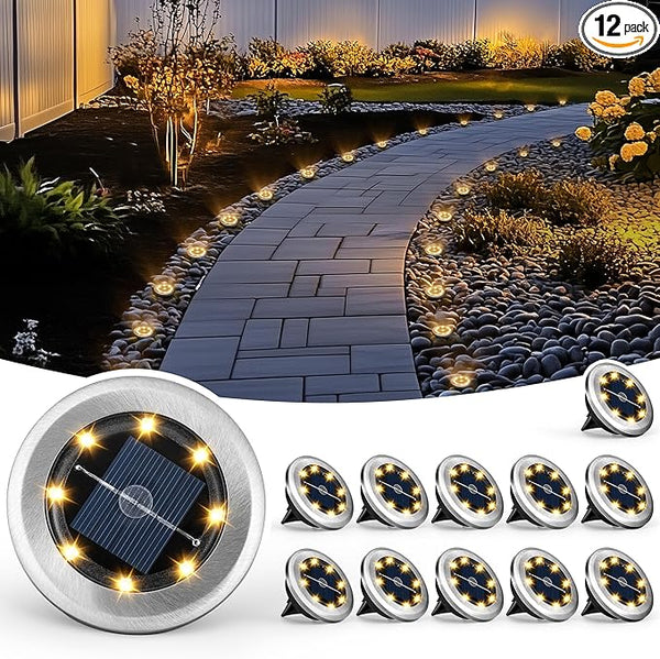 Mini Solar Ground Lights, 12 Pack Solar Garden Lights, Solar Powered Pathway Lights Warterproof, Outdoor Lights for | Lumora
