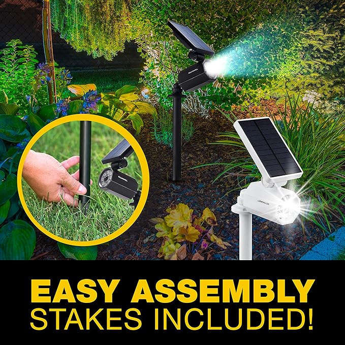 Bell+ Howell Bionic Spotlight White Solar Outdoor Motion Sensor LED Lights - 8 Bulb Waterproof Landscape Security Lights for Patio & Garden