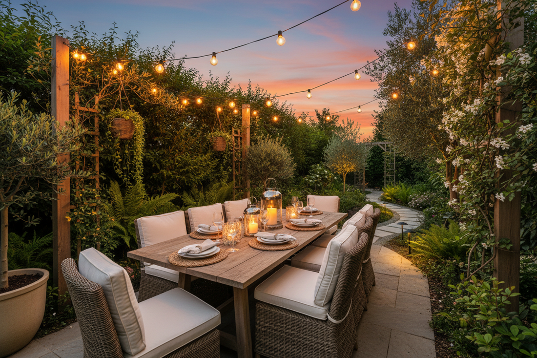 Create a Cozy Outdoor Dining Area with Layered Lighting Techniques for Your Backyard Oasis