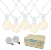 Novelty Lights 100 Feet G40 LED Patio String Light Set with 67 Bulbs, Warm White, Weather Resistant and Shatterproof Replaceable Plastic Globe Bulbs, White Wire