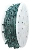 Novelty Lights 1,000 Feet C7/E12 Socketed Wire Spool, 36 Inch Spacing, Green Wire 10 Amp SPT-2 Commercial Grade | Lumora