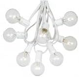 25 Foot G40 Outdoor Patio String Lights with 25 Clear Globe Bulbs – Indoor Outdoor String Lights – Market Bistro Café Hanging String Lights – C7/E12 Base - White Wire