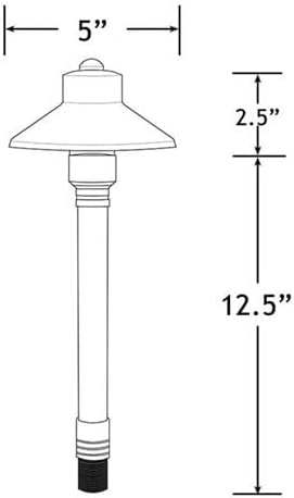 VOLT Flat Hat 12V Copper Mini Path Light (5" Shade, 15" Tall) with 3W 2700K Warm White G4 LED Bulb for Low Voltage Landscape Lighting on Outdoor Pathway, Walkway, Garden, Driveway or Patio