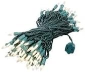 Novelty Lights 50 Feet 100 Bulbs Traditional Incandescent Mini Lights, Frosted on Green Wire with 6" Spacing, Commercial Grade and UL Listed for Indoor/Outdoor Use, End-to-End Connectable