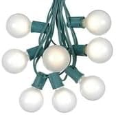 G50 Patio String Lights with 25 Frosted Globe Bulbs – Outdoor String Lights – Market Bistro Café Hanging String Lights – Patio Garden Umbrella Globe Lights - Green Wire - 25 Feet