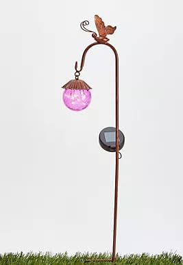 Ultimate Innovations Solar Metal & Glass Ball Pathway Lights (Pink)
