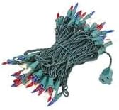 Novelty Lights 50 Feet 100 Bulbs Traditional Incandescent Mini Lights, Red/White/Blue on Green Wire with 6" Spacing, Commercial Grade and UL Listed for Indoor/Outdoor Use, End-to-End Connectable