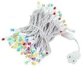 Novelty Lights 34ft Christmas String Lights, 100 Multicolor LED Bulbs on White Wire, 4" Spacing, Connectable Indoor Outdoor Commercial Grade Lighting for Holidays Patio Weddings
