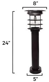 Gama Sonic Solar Pathway Light, Stainless Steel Bollard LED Lamp, Waterproof Outdoor Landscape Lights (GS-214)