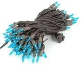 Novelty Lights 50 Feet 100 Bulbs Traditional Incandescent Mini Lights, Teal on Brown Wire with 6" Spacing | Lumora