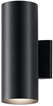 Kichler Cylinders 12" Outdoor Wall Sconce in Black, 2-Light Exterior Wall Light, Cylinder Fixture, (12" H x 5" W) | Lumora
