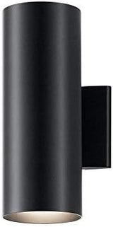 Kichler Cylinders 12" Outdoor Wall Sconce in Black, 2-Light Exterior Wall Light, Cylinder Fixture, (12" H x 5" W) | Lumora
