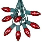 Novelty Lights C9 Red Christmas String Light Set - Outdoor Christmas Light String - Hanging Christmas Lights - Roofline Light String - Outdoor Patio String Lights - Green Wire - 25 Foot