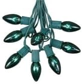 C9 Green Outdoor Christmas Lights - Roofline & Patio String Lights - 25 Foot