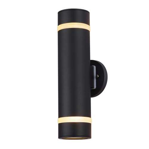 Cerdeco 15" Stainless Steel Modern Outdoor Wall Sconce Cylinder Porch Light
