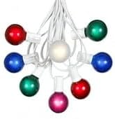 G40 Patio String Lights with 25 Multi Globe Bulbs - Hanging Garden String Lights - Vintage Backyard Patio Lights - Outdoor String Lights - Market Cafe String Lights - White Wire - 25 Foot