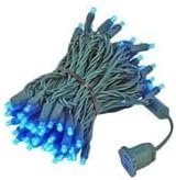 Novelty Lights 34ft 100 LED Blue Christmas Lights Outdoor/Indoor, 4" Spacing, Green Wire String Lights for Festive Xmas Lighting, IP55, UL Listed, Dimmable, Connectable