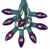 Novelty Lights C9 Purple Christmas String Light Set - Outdoor Christmas Light String - Hanging Christmas Lights - Roofline Light String - Outdoor Patio String Lights - Green Wire - 25 Foot