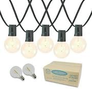 Novelty Lights 100 Feet G40 LED Patio String Light Set with 67 Bulbs, Warm White, Weather Resistant and Shatterproof Replaceable Plastic Globe Bulbs, Black Wire