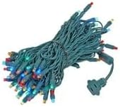 Novelty Lights 50ft 100 LED Multicolor Christmas Lights Outdoor/Indoor, 6" Spacing, Green Wire String Lights for Festive Xmas Lighting, IP55, UL Listed, Dimmable, Connectable