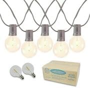 Novelty Lights 50 Feet G40 LED Patio String Light Set with 50 Bulbs, Warm White, Weather Resistant and Shatterproof Replaceable Plastic Globe Bulbs, Brown Wire