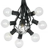 G40 Patio String Lights with 25 Clear Globe Bulbs - Hanging Garden String Lights - Vintage Backyard Patio Lights - Outdoor String Lights - Market Cafe String Lights - Black Wire - 25 Foot