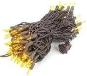 Novelty Lights 50 Feet 100 Bulbs Traditional Incandescent Mini Lights, Yellow on Brown Wire with 6" Spacing | Lumora