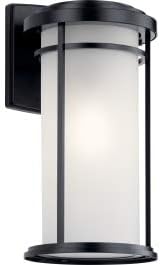 Kichler Toman 1 Light Outdoor Wall Mount in a Deep Black Finish with Clear Seeded Glass Shade for Entry Doors and | Lumora
