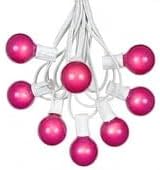G40 Patio String Lights with 25 Pink Globe Bulbs - Hanging Garden String Lights - Vintage Backyard Patio Lights - Outdoor String Lights - Market Cafe String Lights - White Wire - 25 Foot