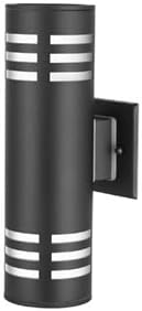TENGXIN Outdoor Wall Light,Up and Down Cylinder Patio Porch Light,Stainless Steel 304 and Toughened Glass,Black | Lumora