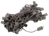 Novelty Lights 100 Foot C9 Outdoor String Light Christmas Stringer - Patio String Lights - Intermediate Base (C9/E17) - 12" Spacing - Brown Wire