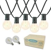 Novelty Lights 50 Feet G40 LED Patio String Light Set with 50 Bulbs, Warm White, Weather Resistant and Shatterproof Replaceable Plastic Globe Bulbs, Black Wire