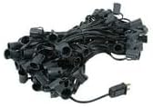 Novelty Lights 100 Foot C9 Outdoor String Light Christmas Stringer - Patio String Lights - Intermediate Base (C9/E17) - 12" Spacing - Black Wire