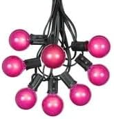G40 Patio String Lights with 25 Pink Globe Bulbs - Hanging Garden String Lights - Vintage Backyard Patio Lights - Outdoor String Lights - Market Cafe String Lights - Black Wire - 25 Foot