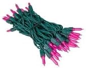 Novelty Lights Vintage Style T5 Pink LED Christmas Lights, 11.5 Feet Green Wire String of 35 Mini Bulbs, UL Listed Indoor/Outdoor Tree Lighting