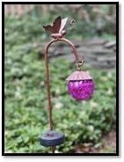 Ultimate Innovations Solar Metal & Glass Ball Pathway Lights (Pink)