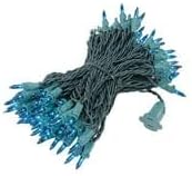 Novelty Lights 50 Feet 100 Bulbs Traditional Incandescent Mini Lights, Teal on Green Wire with 6" Spacing, Commercial Grade and UL Listed for Indoor/Outdoor Use, End-to-End Connectable