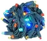 Novelty Lights 24-Pack, 25 Feet 50 LED Multicolor Christmas Mini Light String on Green Wire, 5mm Wide Angle Bulbs, Connectable, Indoor/Outdoor Decor, UL Listed