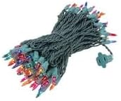 Novelty Lights 50 Feet 100 Bulbs Traditional Incandescent Mini Lights, Multicolor on Green Wire with 6" Spacing, Commercial Grade and UL Listed for Indoor/Outdoor Use, End-to-End Connectable