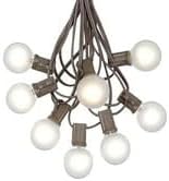 G40 Patio String Lights with 25 Frosted Globe Bulbs - Hanging Garden String Lights - Vintage Backyard Patio Lights - Outdoor String Lights - Market Cafe String Lights - Brown Wire - 25 Foot