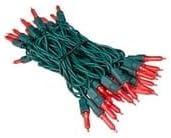 Novelty Lights Vintage Style T5 Red LED Christmas Lights, 11.5 Feet Green Wire String of 35 Mini Bulbs, UL Listed Indoor/Outdoor Tree Lighting