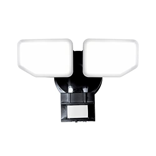 30W LED Security Lights Motion Sensor Light Outdoor, 180 Degree, 2600 LM, 5100 K, ETL Water Resistant, 2 Head Motion Detector Flood Light for Garage, Yard, Porch (Black)