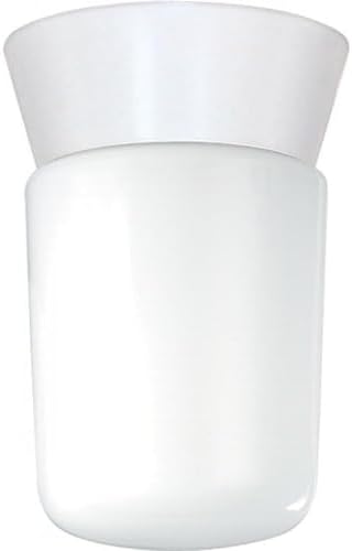 Nuvo Lighting SF77/533 Utility Fixture Die Cast Aluminum Durable Outdoor Close to Ceiling Porch and Patio Light with White Glass Cylinder, White