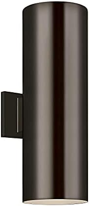 Sea Gull Lighting Generation 8313902-10 Contemporary Modern Two Light Wall Lantern from Seagull-Outdoor Cylinders Collection in Bronze/Dark Finish, Large