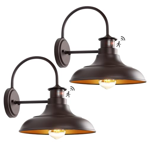 Motion Sensor Outdoor Barn Lights, Dusk to Dawn Farmhouse Gooseneck Lights