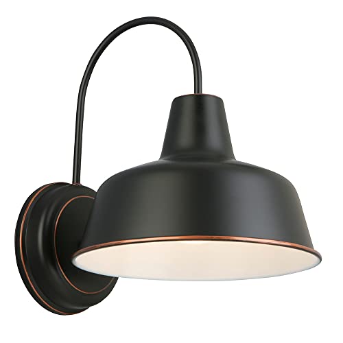 Design House Mason Farmhouse Gooseneck Barn Light, Outdoor Exterior Porch or Patio Wall Light Fixture, Oil Rubbed Bronze, 8 Inch Diameter, 1-Pack, 519504