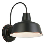 Design House Mason Farmhouse Gooseneck Barn Light, Outdoor Exterior Porch or Patio Wall Light Fixture, Oil Rubbed Bronze, 8 Inch Diameter, 1-Pack, 519504