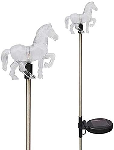 Outdoor Garden Set of 2 Solar Stake Light with Horse Decorative Lights, Multi-Color Changing LED Solar Lights for Yard Decorations, Garden Gifts…