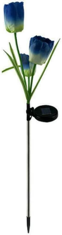 anso LED Solar Light Simulation Tulip Lawn Stake Lamps Outdoor Decor Garden DIY Path Light (Blue)